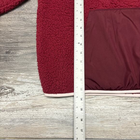 Under Armour UA Sherpa Fleece Red Womens L Teddy Pullover 1/4 Zip Comfort Jacket - Picture 7 of 9